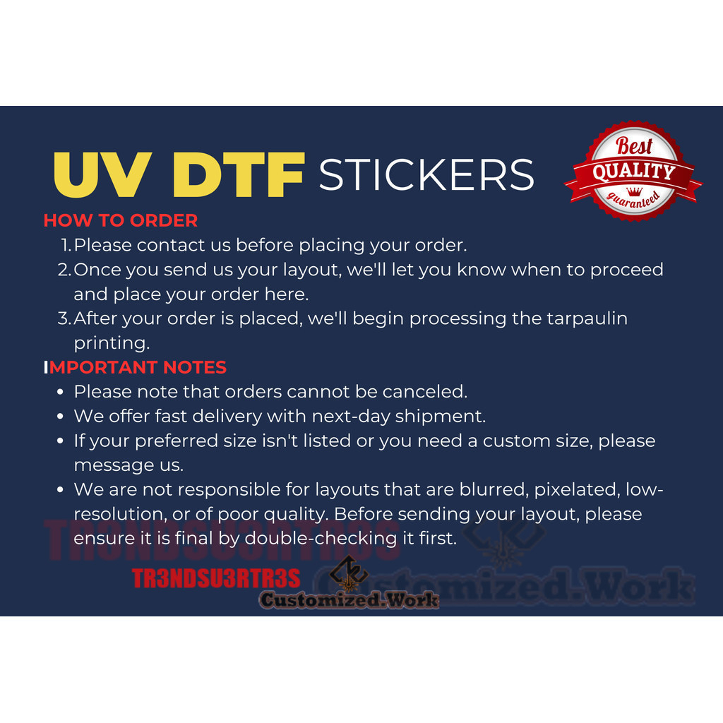A4 SIZE PREMIUM HIGH QUALITY UV DTF PRINTED STICKER (11.7 Inches x 8.3 inches ) - Image 3