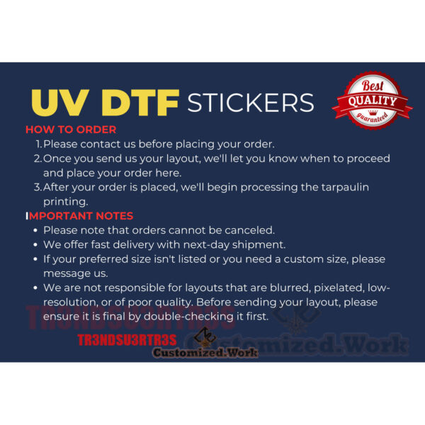 A3 SIZE PREMIUM HIGH QUALITY UV DTF PRINTED STICKER (16.5 Inches x 11.7 inches ) - Image 3