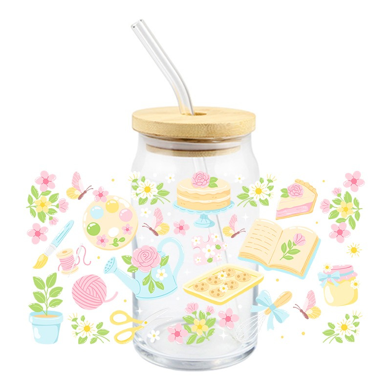 3D Cartoon Matcha Food Books Design UV DTF Cups Wrap Sticker DIY Label Transfer Sticker Waterproof Green Drink Dessert Patter Decals - Image 4