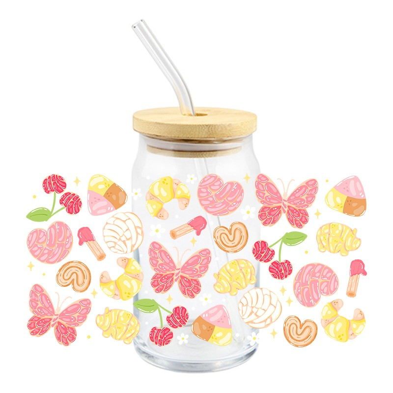 3D Cartoon Matcha Food Books Design UV DTF Cups Wrap Sticker DIY Label Transfer Sticker Waterproof Green Drink Dessert Patter Decals - Image 5
