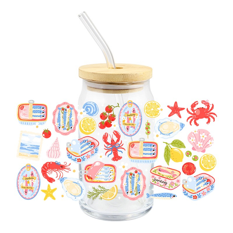 3D Cartoon Matcha Food Books Design UV DTF Cups Wrap Sticker DIY Label Transfer Sticker Waterproof Green Drink Dessert Patter Decals - Image 9