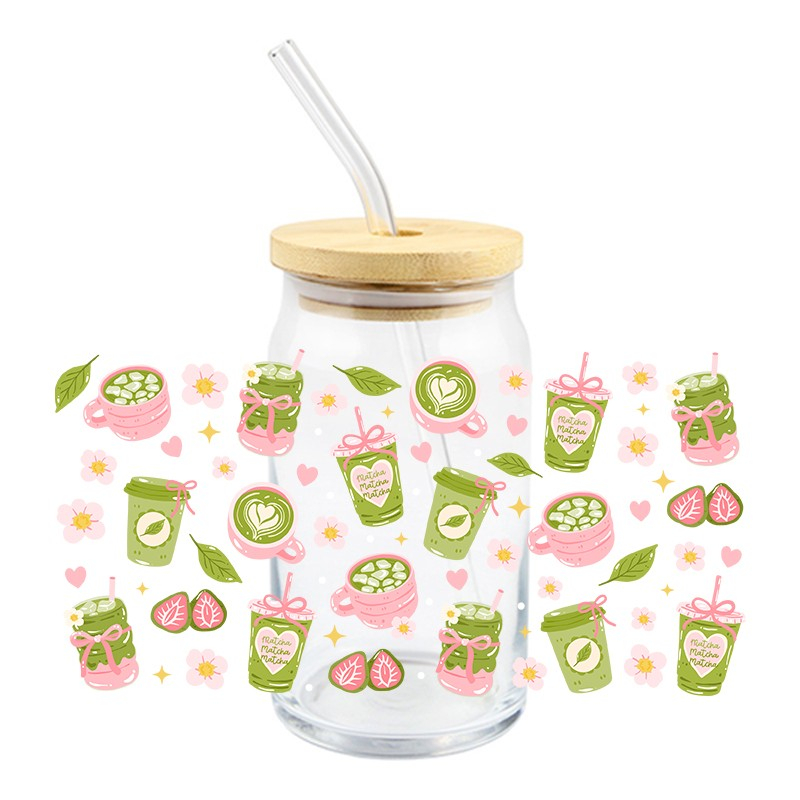 3D Cartoon Matcha Food Books Design UV DTF Cups Wrap Sticker DIY Label Transfer Sticker Waterproof Green Drink Dessert Patter Decals - Image 12