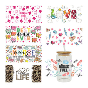 3D UV DTF Transfers Stickers 16oz Cup Wraps Teeth-care Day Printed For DIY Glass Ceramic Metal Leather Etc. D14952
