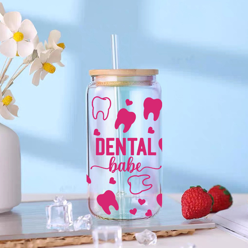 3D UV DTF Transfers Stickers 16oz Cup Wraps Teeth-care Day Printed For DIY Glass Ceramic Metal Leather Etc. D14952 - Image 3