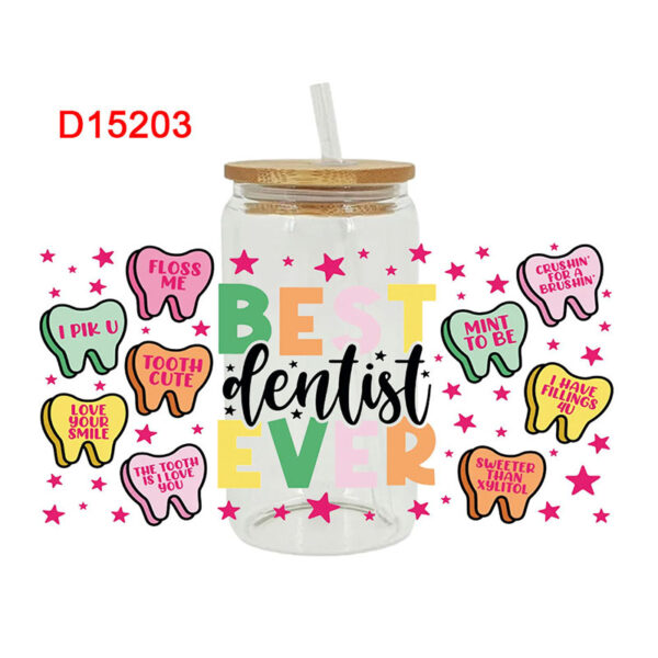 3D UV DTF Transfers Stickers 16oz Cup Wraps Teeth-care Day Printed For DIY Glass Ceramic Metal Leather Etc. D14952 - Image 4