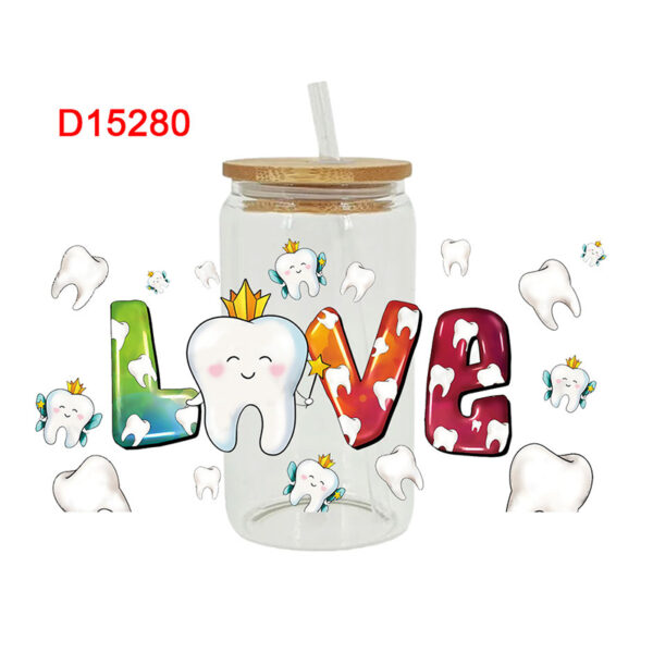 3D UV DTF Transfers Stickers 16oz Cup Wraps Teeth-care Day Printed For DIY Glass Ceramic Metal Leather Etc. D14952 - Image 6