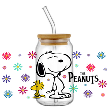 Miniso Snoopy UV DTF Cup Wrap Cartoon Transfers 16oz UV DTF Libbey Stickers Glass Can Self Adhesive Waterproof