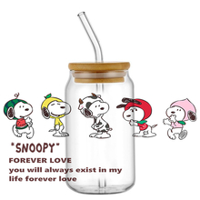 Miniso Snoopy UV DTF Cup Wrap Cartoon Transfers 16oz UV DTF Libbey Stickers Glass Can Self Adhesive Waterproof - Image 2