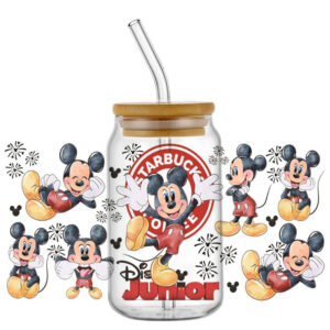 New Arrival Miniso Disney Mickey UV DTF Cup Wrap Transfer Stickers Selfadhsive Washable Custom MUG DIY Logo For 16OZ Libbey Can