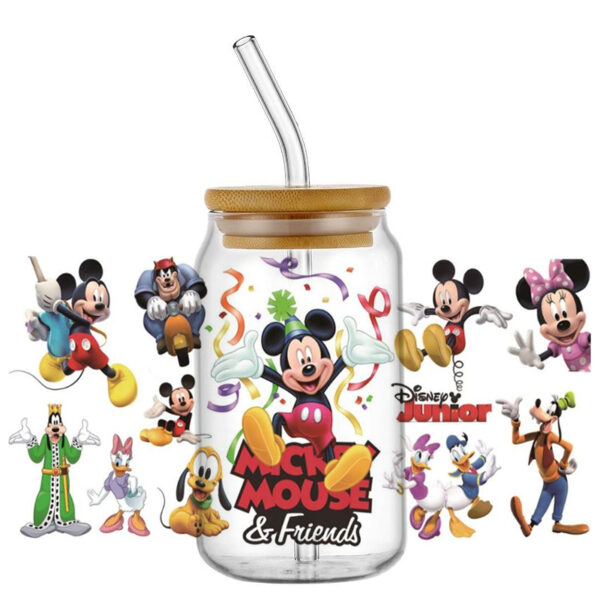 New Arrival Miniso Disney Mickey UV DTF Cup Wrap Transfer Stickers Selfadhsive Washable Custom MUG DIY Logo For 16OZ Libbey Can - Image 2