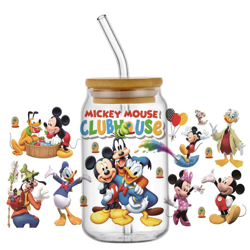 New Arrival Miniso Disney Mickey UV DTF Cup Wrap Transfer Stickers Selfadhsive Washable Custom MUG DIY Logo For 16OZ Libbey Can - Image 3
