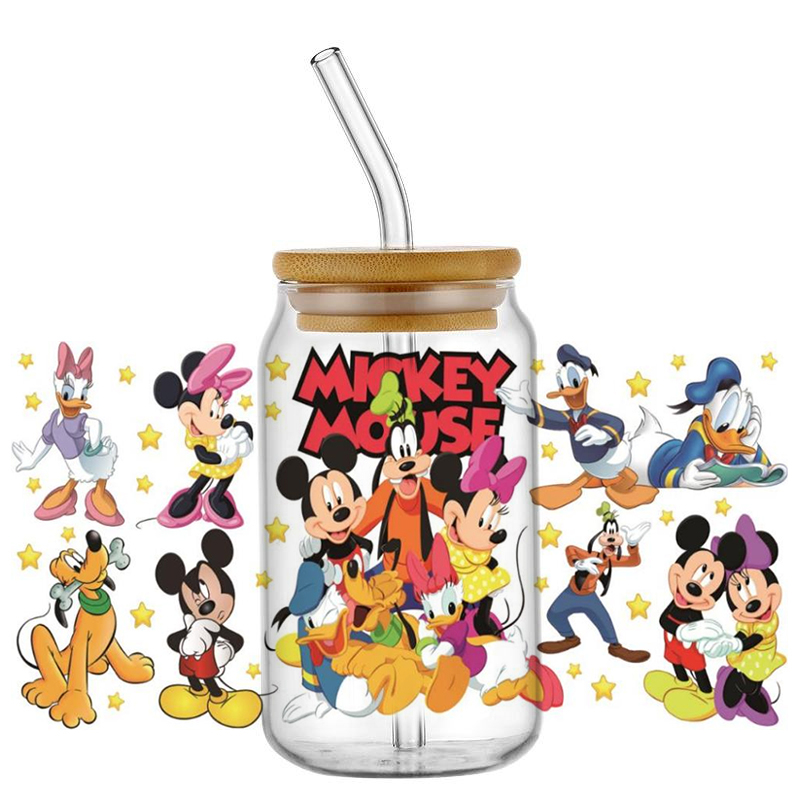 New Arrival Miniso Disney Mickey UV DTF Cup Wrap Transfer Stickers Selfadhsive Washable Custom MUG DIY Logo For 16OZ Libbey Can - Image 4