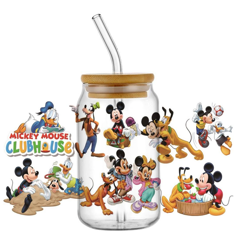 New Arrival Miniso Disney Mickey UV DTF Cup Wrap Transfer Stickers Selfadhsive Washable Custom MUG DIY Logo For 16OZ Libbey Can - Image 6