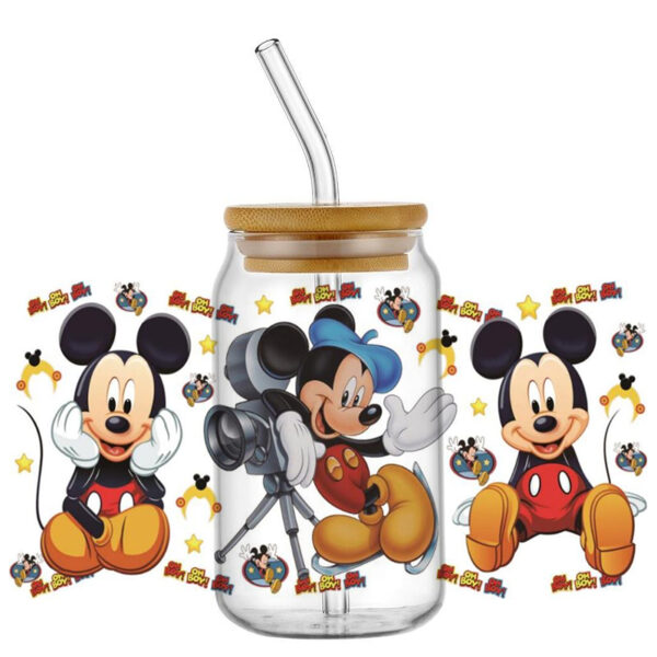 New Arrival Miniso Disney Mickey UV DTF Cup Wrap Transfer Stickers Selfadhsive Washable Custom MUG DIY Logo For 16OZ Libbey Can - Image 12