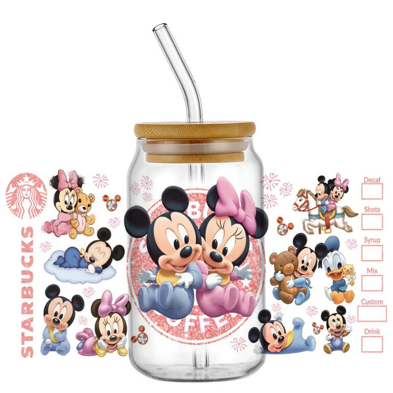 New Arrival Miniso Disney Mickey UV DTF Cup Wrap Transfer Stickers Selfadhsive Washable Custom MUG DIY Logo For 16OZ Libbey Can - Image 14