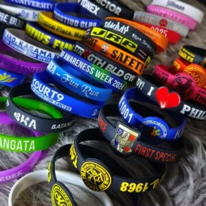 Customized Promotional Logo Design Rubber Silicone Bracelet Material Wristbands for any occasion and campaign
