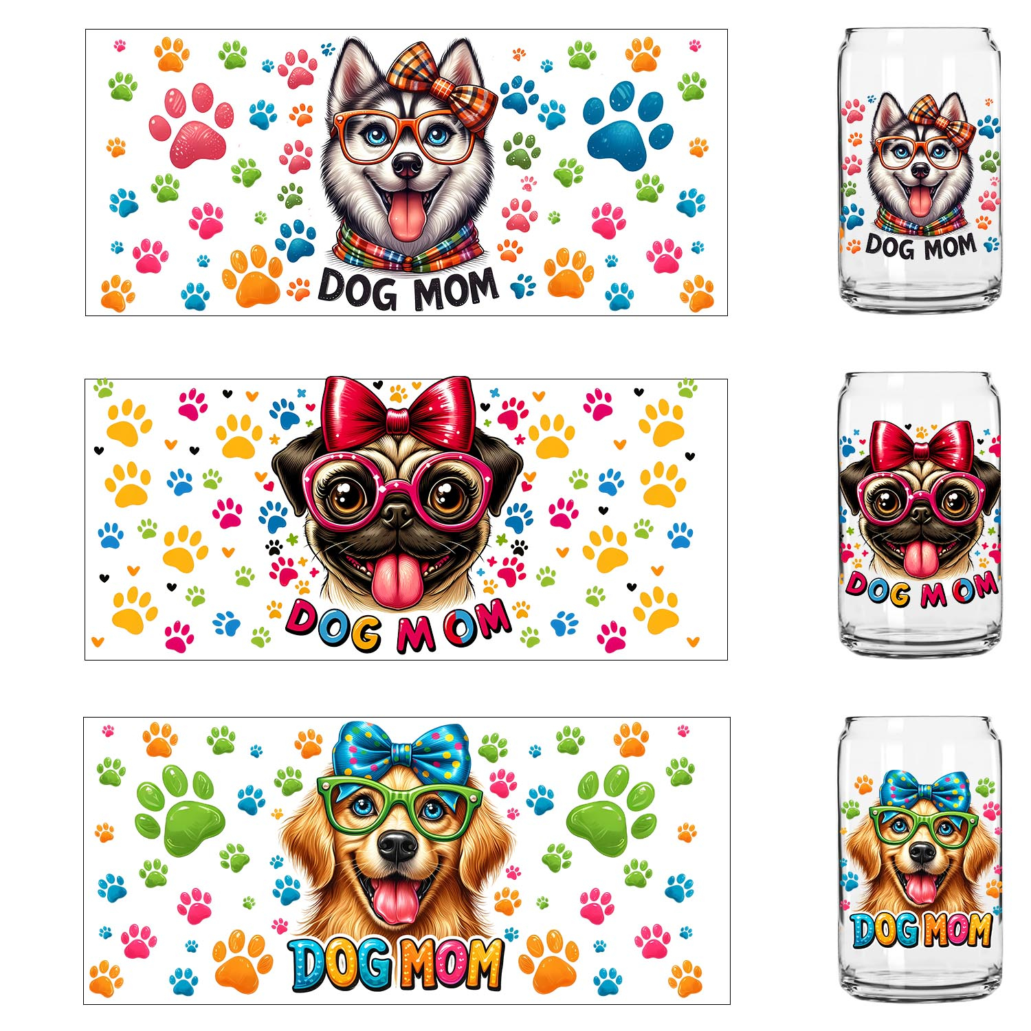 Cute vibe puppy dog series easy peel waterproof Party DIY Decals 3D transfers uvdtf tumbler seal stickers 16oz uv dtf cup wraps - Image 3