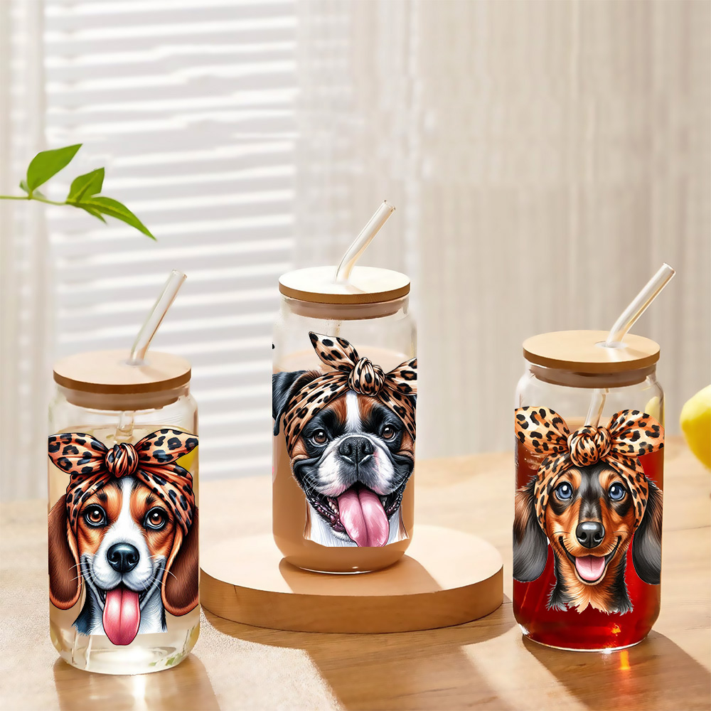Cute vibe puppy dog series easy peel waterproof Party DIY Decals 3D transfers uvdtf tumbler seal stickers 16oz uv dtf cup wraps - Image 6