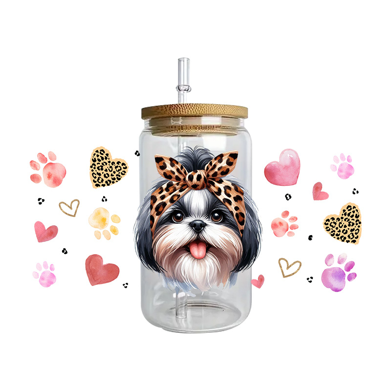 Cute vibe puppy dog series easy peel waterproof Party DIY Decals 3D transfers uvdtf tumbler seal stickers 16oz uv dtf cup wraps - Image 15
