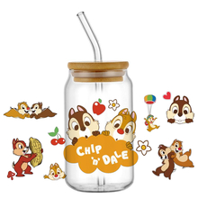 Cartoon Chip and Dale 16oz Libbey UV DTF Cup Wrap Transfer Sticker Custom Label DIY Logo Self adhesive Mug Decal Sticker