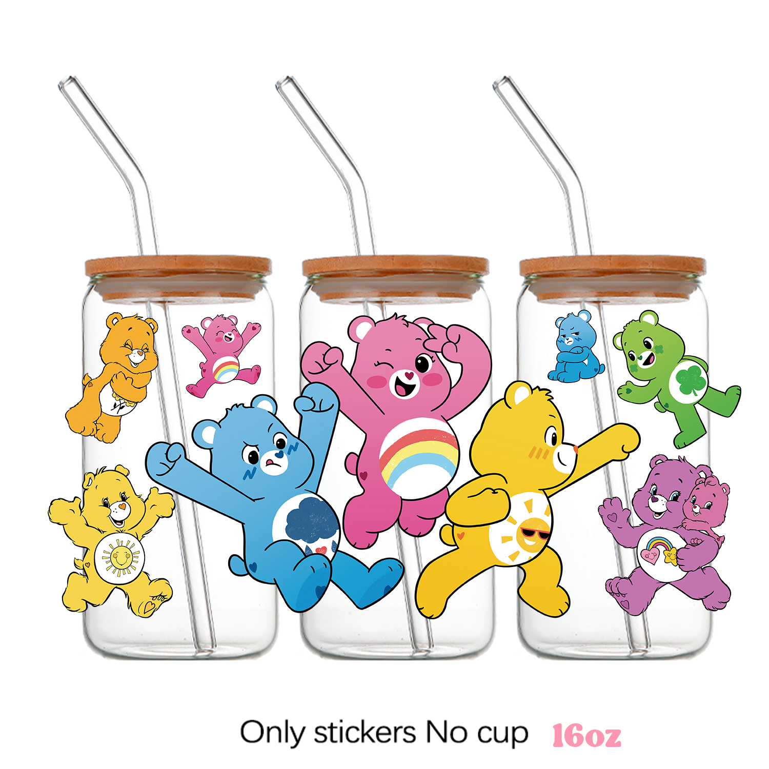 Care bears Cartoon Pattern DIY Self adhesive Waterproof Sticker 16oz DTF Cup Personalize UV Wrap Transfer - Image 3
