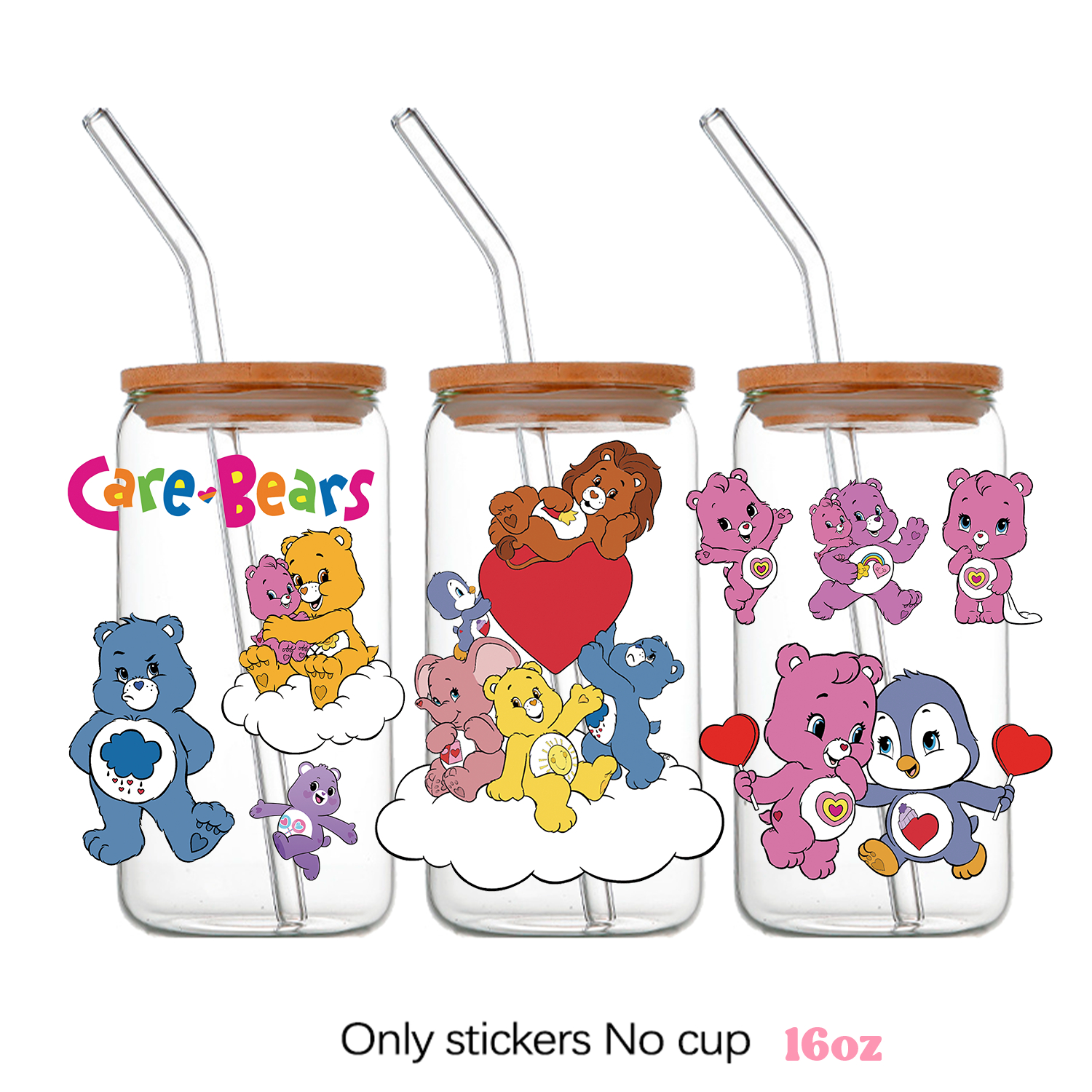 Care bears Cartoon Pattern DIY Self adhesive Waterproof Sticker 16oz DTF Cup Personalize UV Wrap Transfer - Image 5