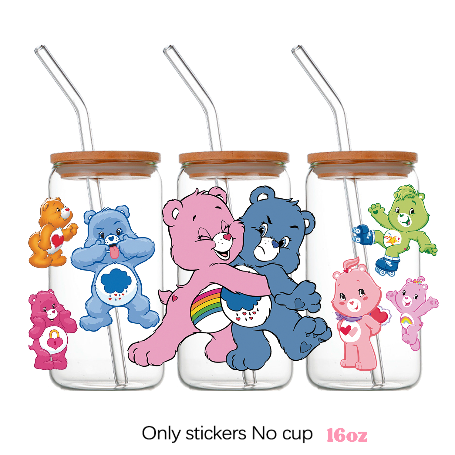 Care bears Cartoon Pattern DIY Self adhesive Waterproof Sticker 16oz DTF Cup Personalize UV Wrap Transfer - Image 7