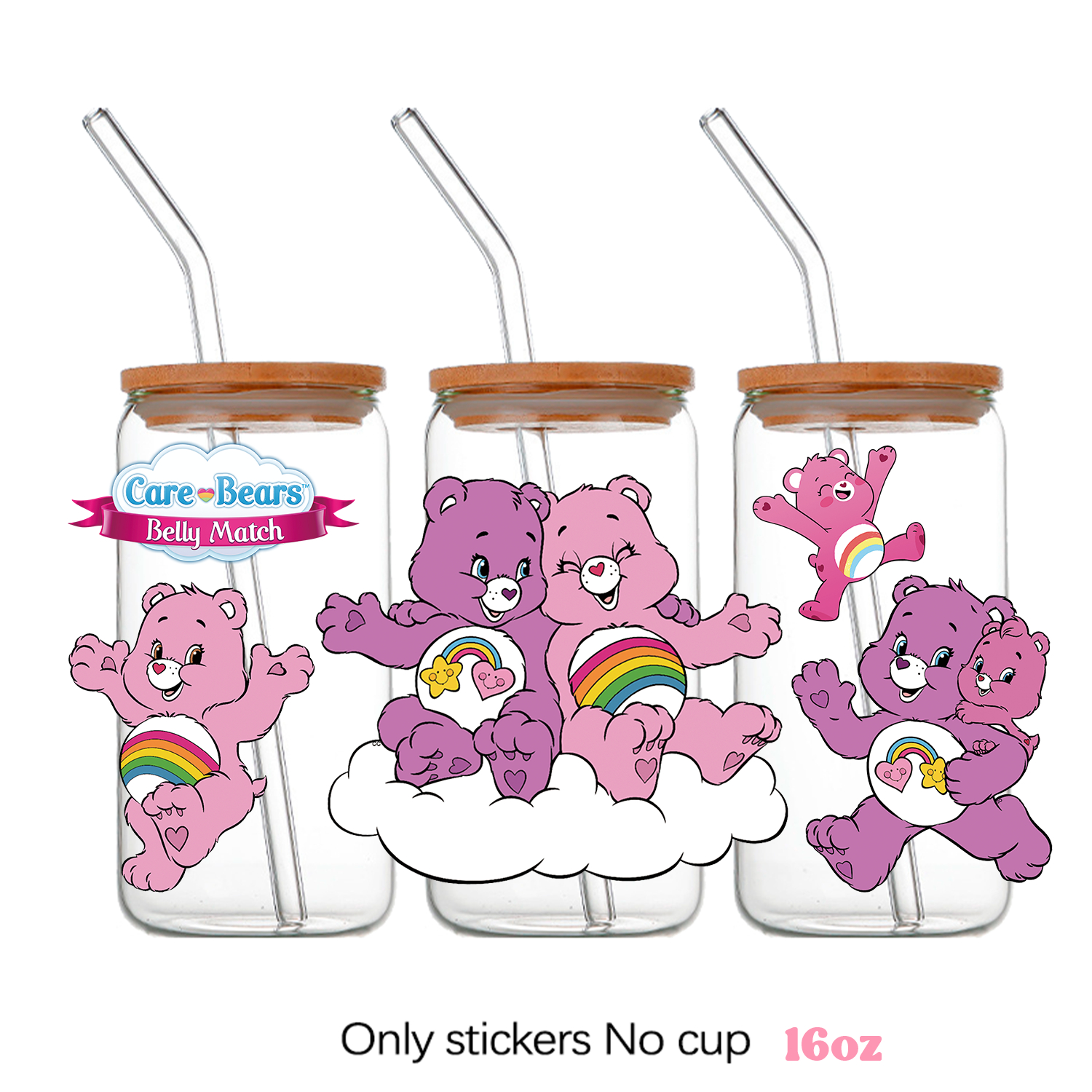 Care bears Cartoon Pattern DIY Self adhesive Waterproof Sticker 16oz DTF Cup Personalize UV Wrap Transfer - Image 11